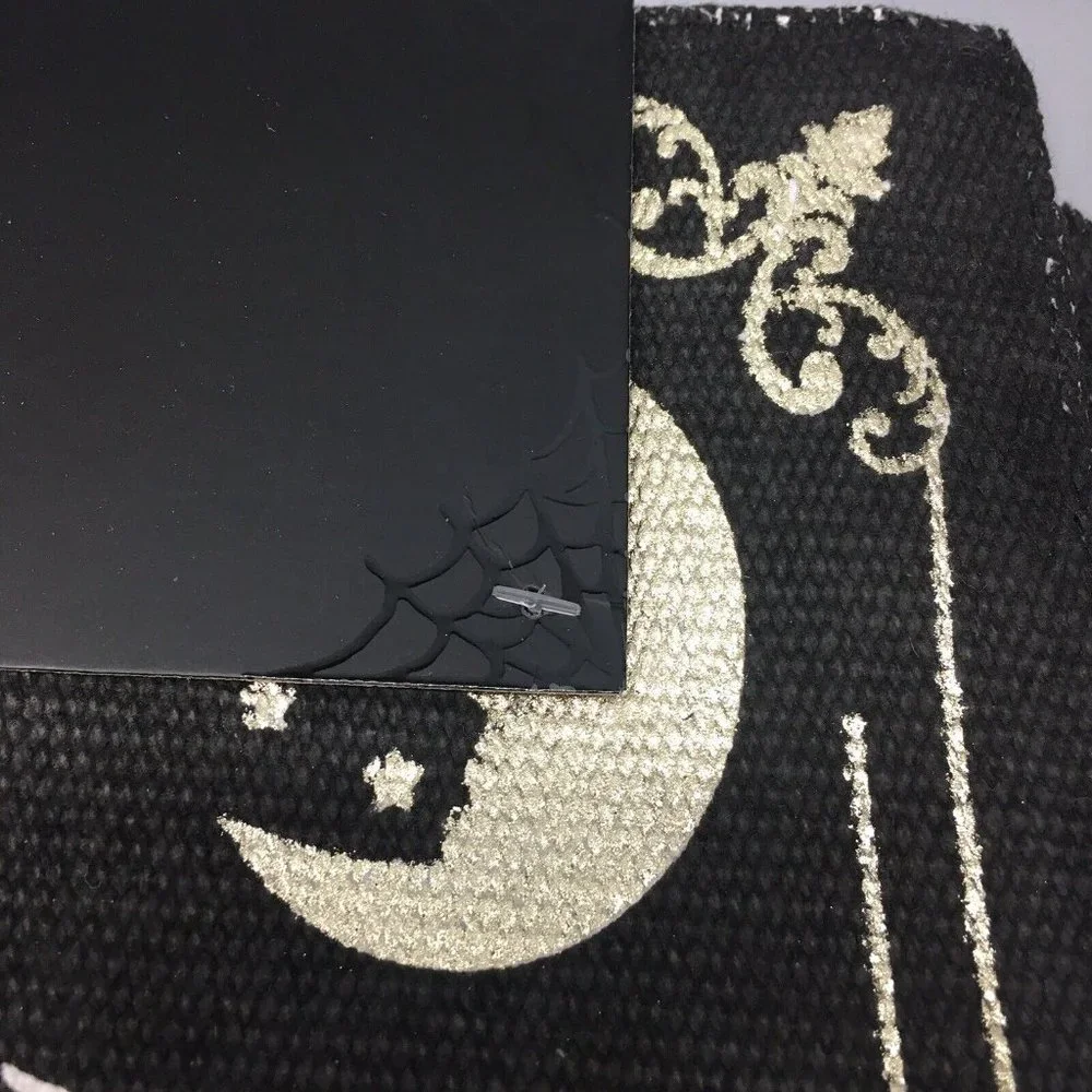 x4 Halloween Ouija Board Fabric Placemat Set Black Gold Sun Moon Stars THRO NEW